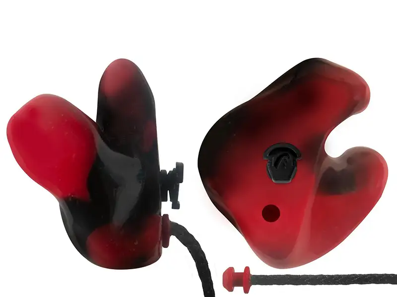 black and red hearing protection molds for industrial use