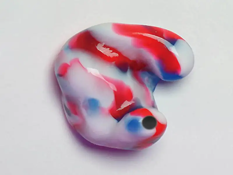 red, white, and blue hearing protection mold from instant series